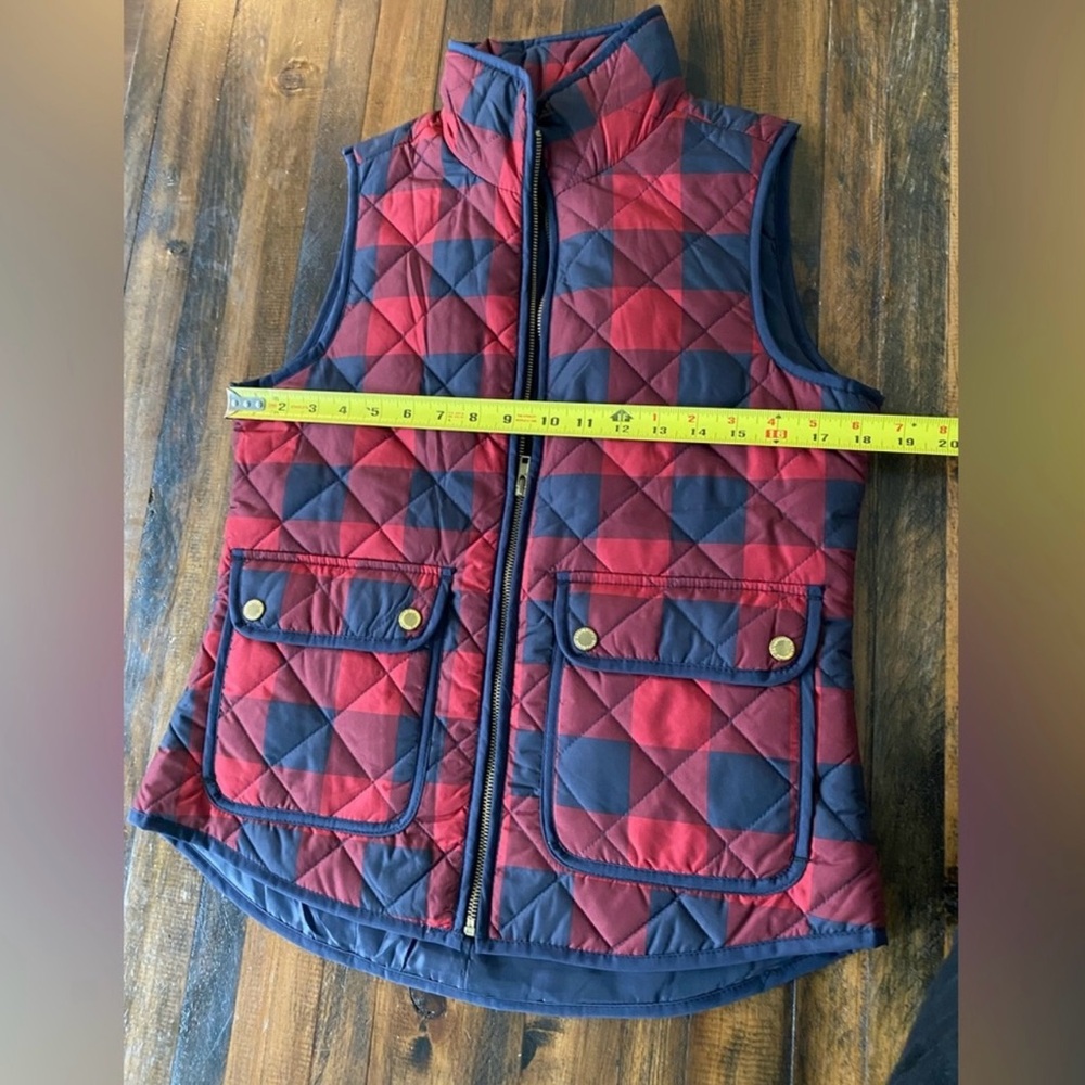 Paraphrase Women’s Navy & Red Buffalo Plaid Puffer Vest Size S NWOT - Picture 6 of 6